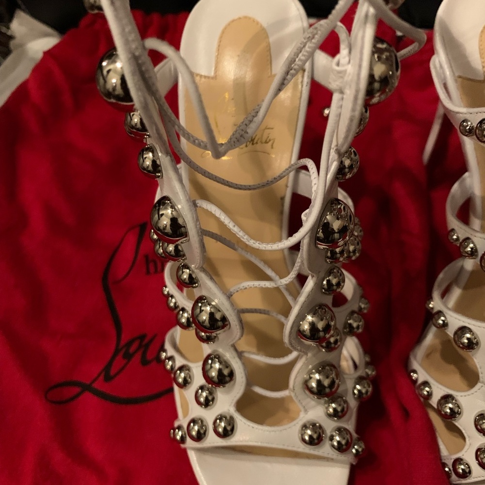 Christian Louboutin, white studded, tie up - Picture 11 of 11
